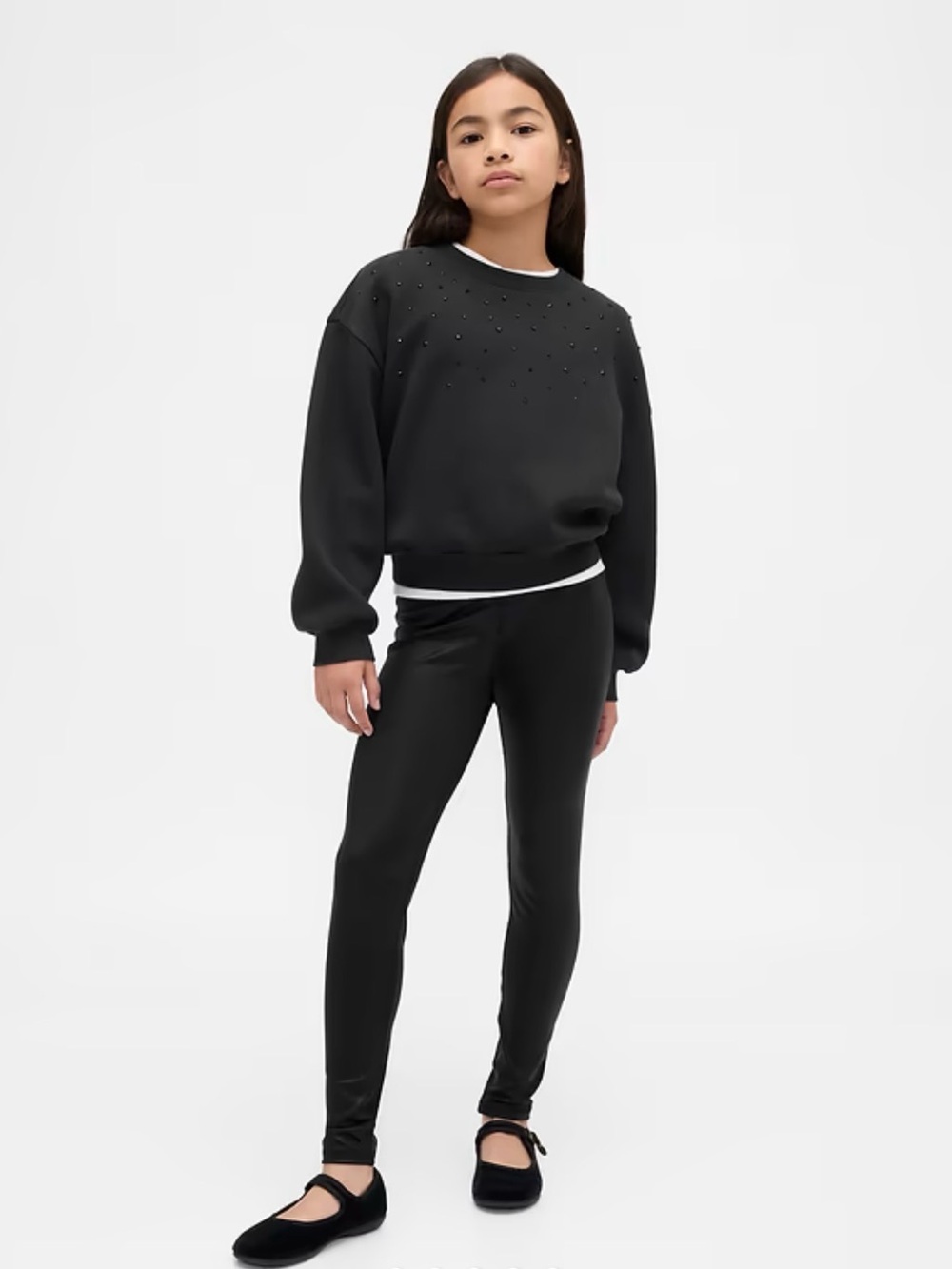 NWT Girls Shine Leggings in Black- size Medium